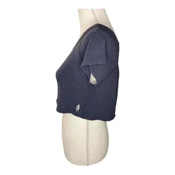 Free People Women's XS Black Movements Can't Handle This Ribbed Cropped Tee - Picture 2 of 4